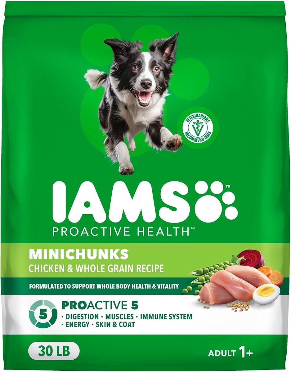 IAMS Proactive Health Adult Minichunks Premium Dry Dog Food, Adult Dog Food Dry Recipe, 30 lb. Bag
